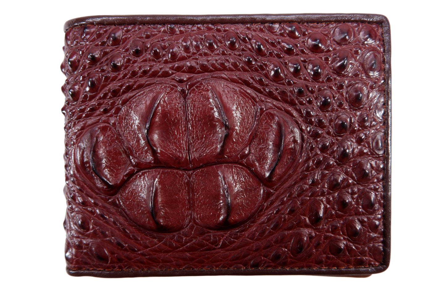 Genuine Crocodile Head Bump Skin Leather Men's Bifold Wallet