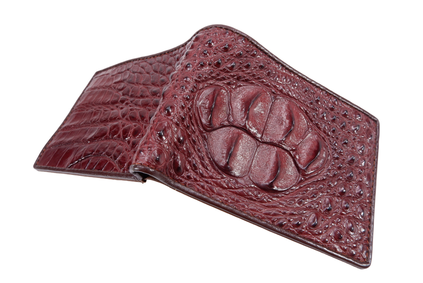Genuine Crocodile Head Bump Skin Leather Men's Bifold Wallet