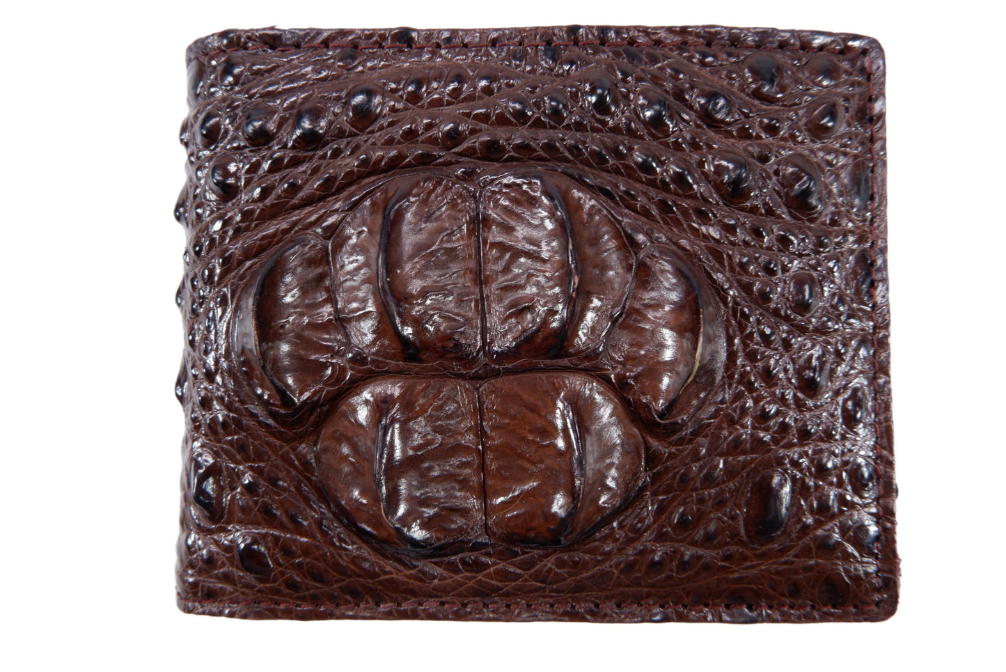 Genuine Crocodile Head Bump Skin Leather Bifold Wallet with Crocodile Skin Interior