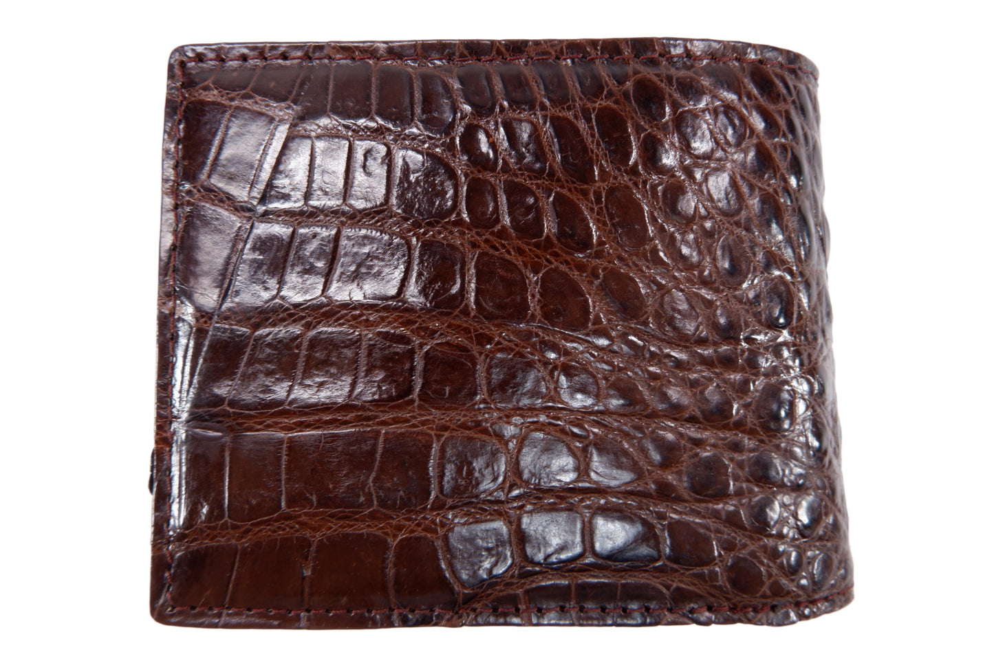 Genuine Crocodile Head Bump Skin Leather Bifold Wallet with Crocodile Skin Interior