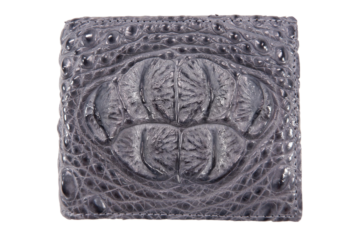 Genuine Crocodile Head Bump Skin Leather Men's Bifold Wallet