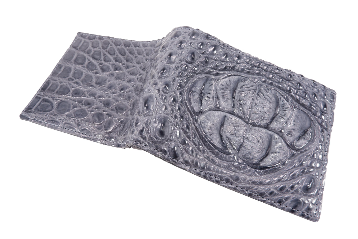 Genuine Crocodile Head Bump Skin Leather Men's Bifold Wallet