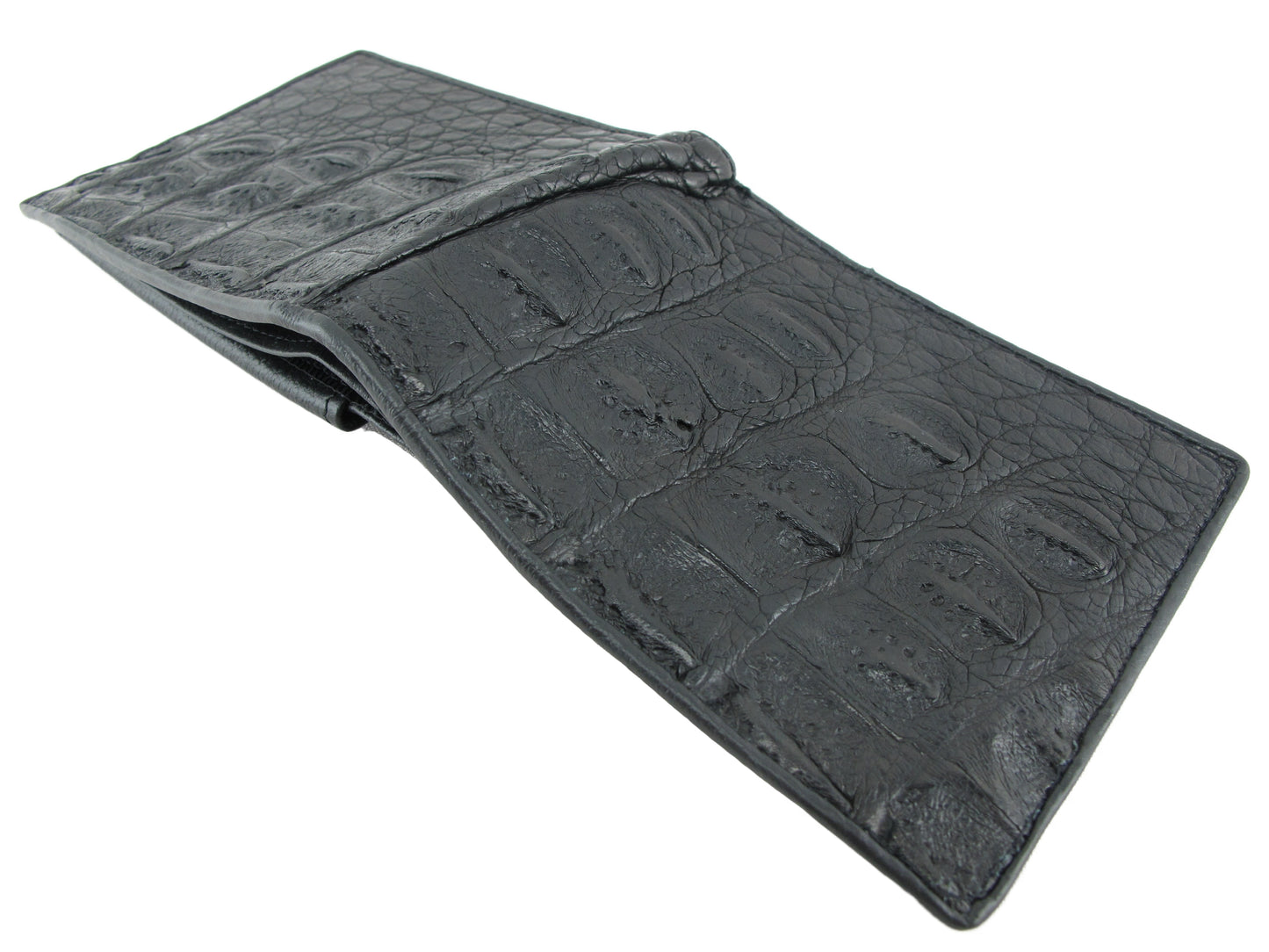 Genuine Crocodile Half Backbone Skin Leather Soft & Slim Bifold Wallet