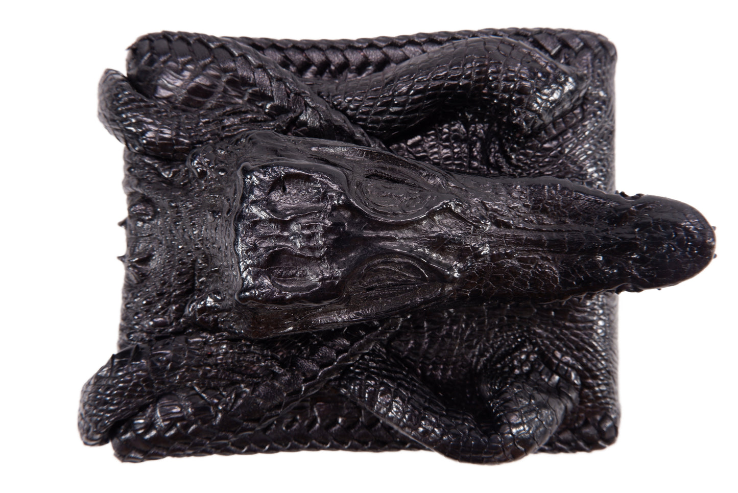 Genuine Crocodile Full Skin with Head Leather Handmade Bifold Wallet