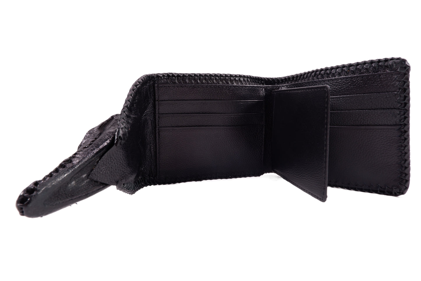 Genuine Crocodile Full Skin with Head Leather Handmade Bifold Wallet