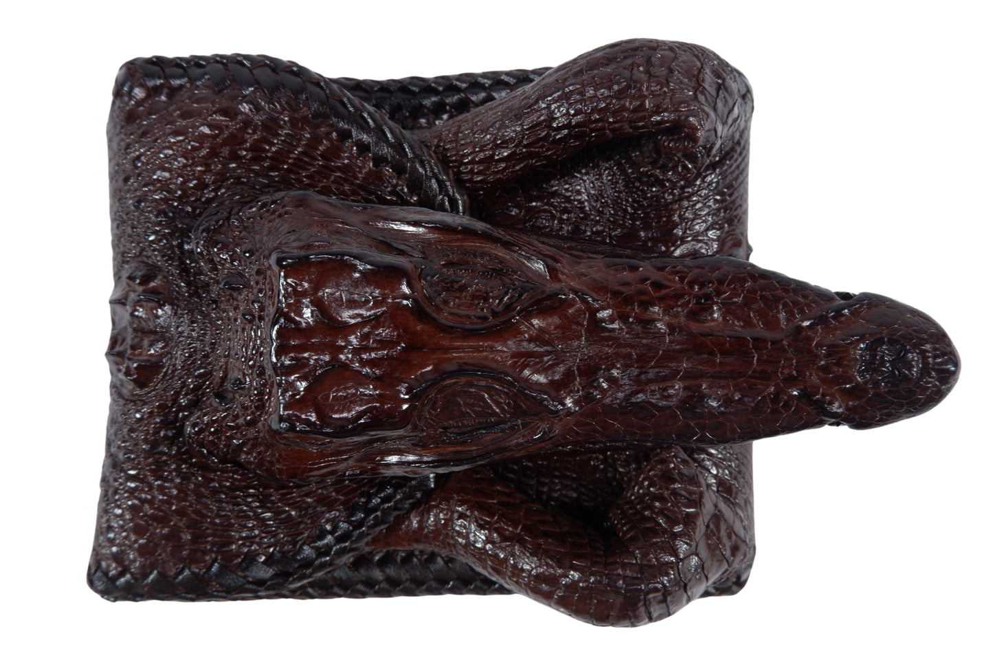 Genuine Crocodile Full Skin with Head Leather Handmade Bifold Wallet