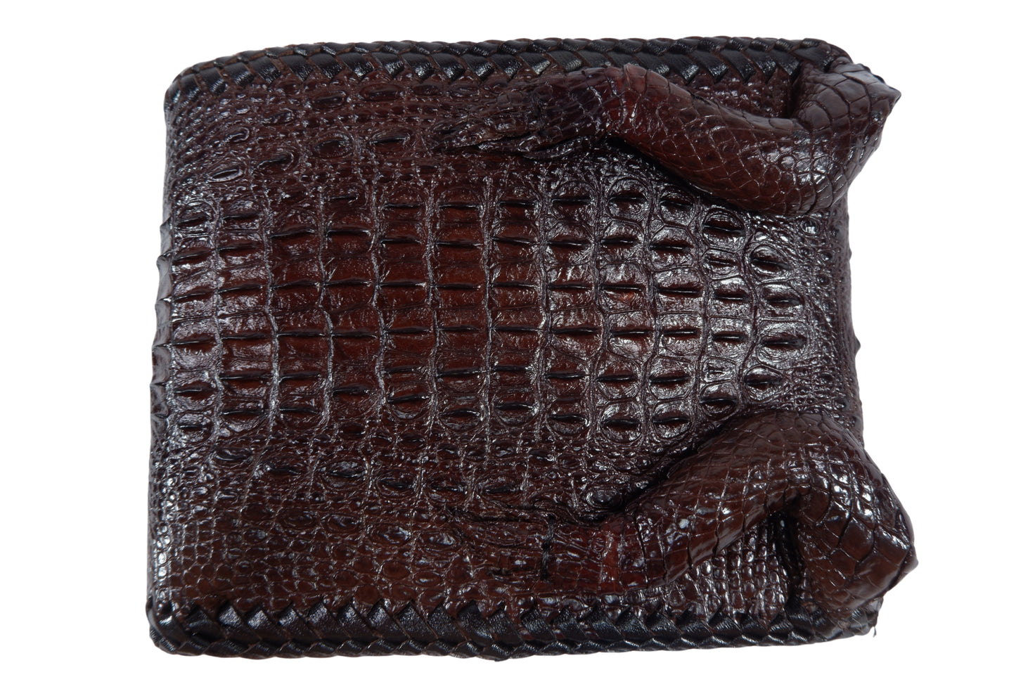 Genuine Crocodile Full Skin with Head Leather Handmade Bifold Wallet