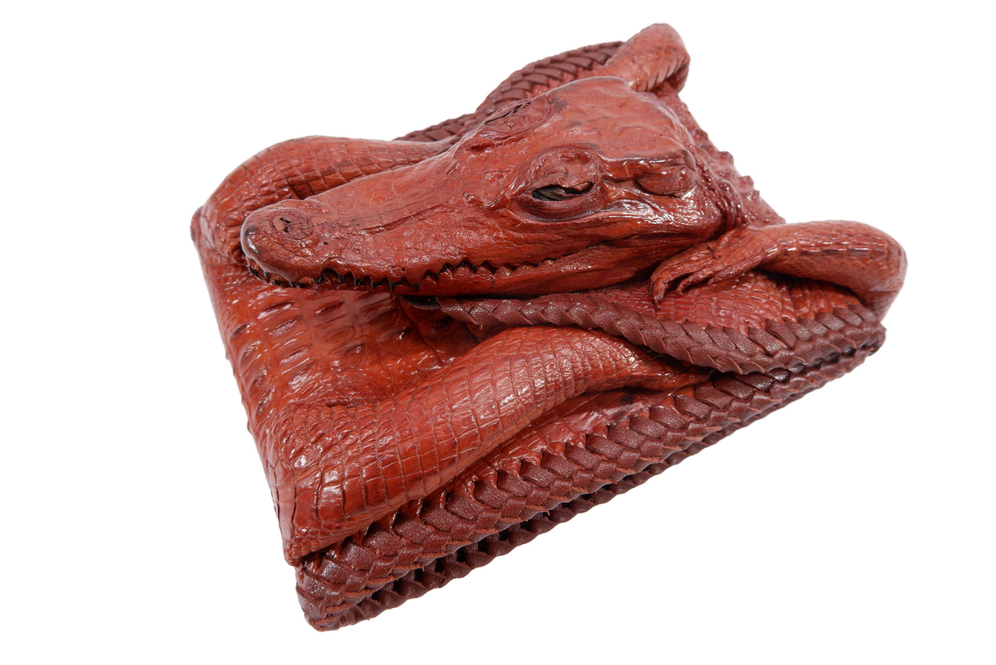 Genuine Crocodile Full Skin with Head Leather Handmade Bifold Wallet