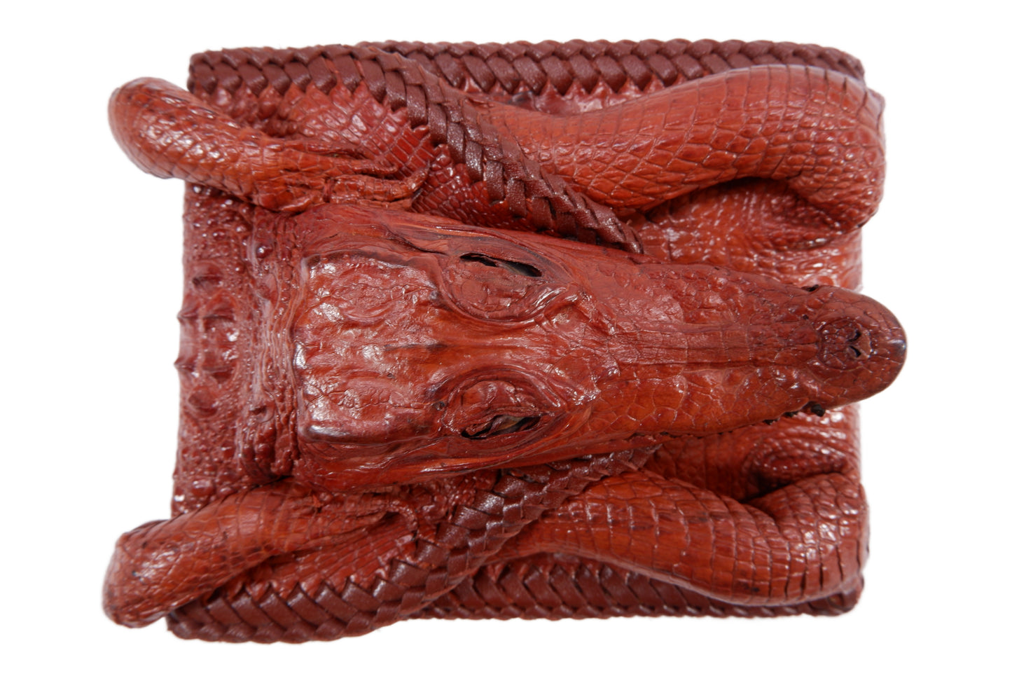 Genuine Crocodile Full Skin with Head Leather Handmade Bifold Wallet