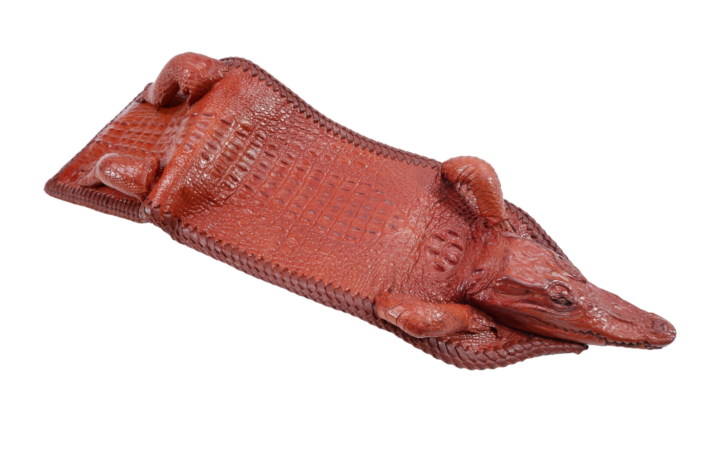 Genuine Crocodile Full Skin with Head Leather Handmade Bifold Wallet