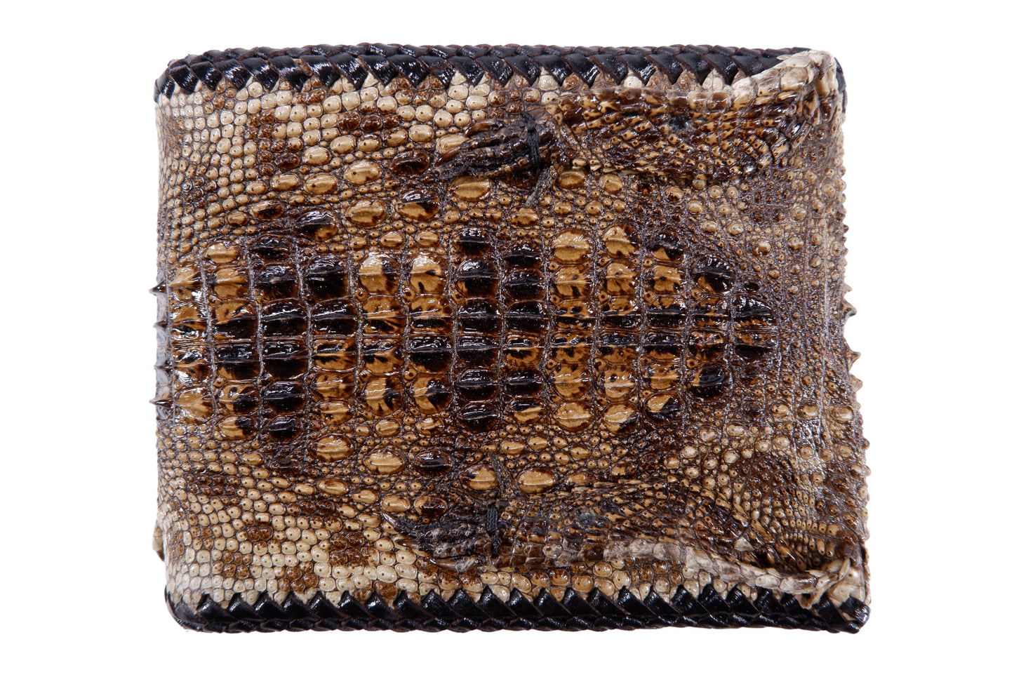 Genuine Crocodile Full Skin with Head Leather Handmade Bifold Wallet