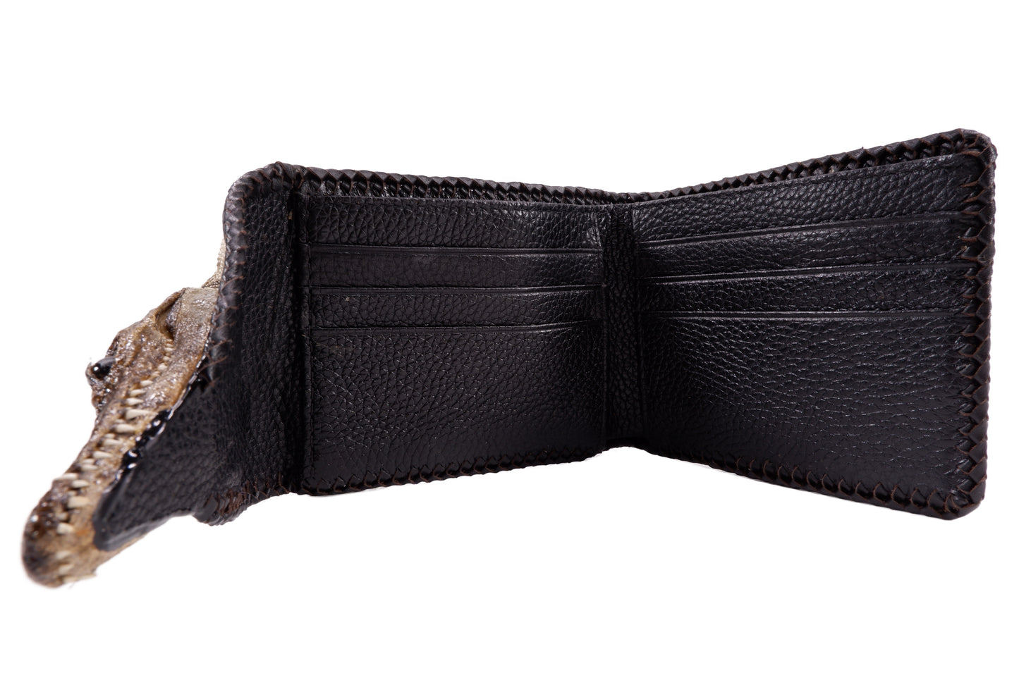 Genuine Crocodile Full Skin with Head Leather Handmade Bifold Wallet