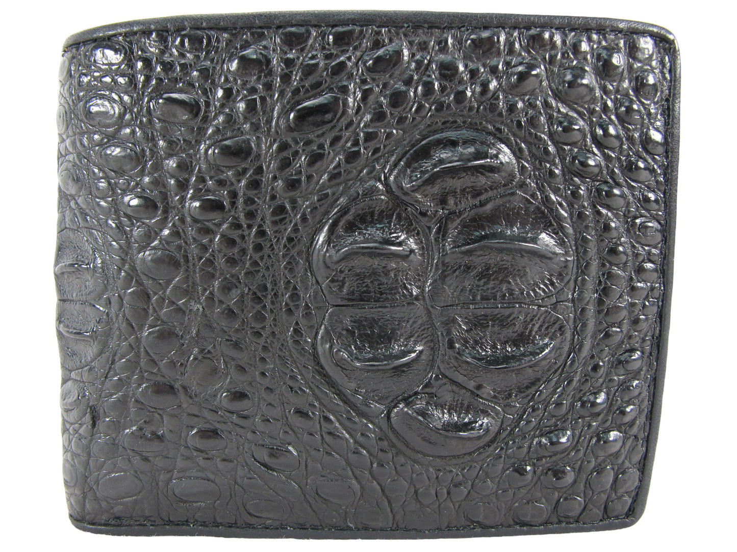 Genuine Crocodile Head Bump Skin Leather Bifold Wallet