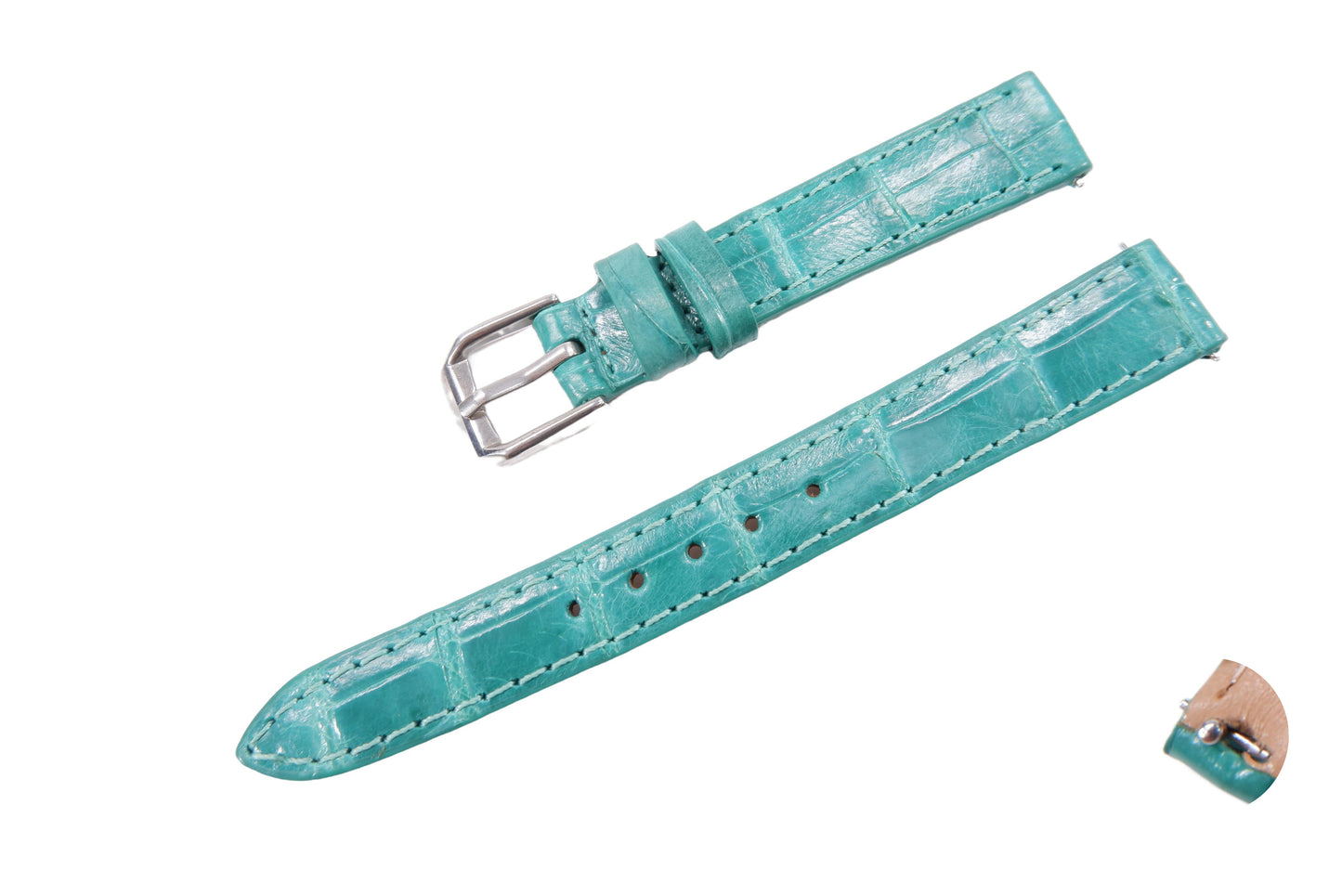 Genuine Crocodile Belly Skin Leather Quick Release Watch Strap Green Band with Buckle