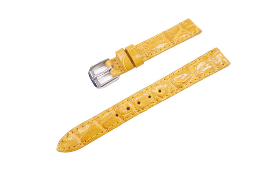 Genuine Crocodile Skin Leather Watch Strap Yellow Band with Buckle