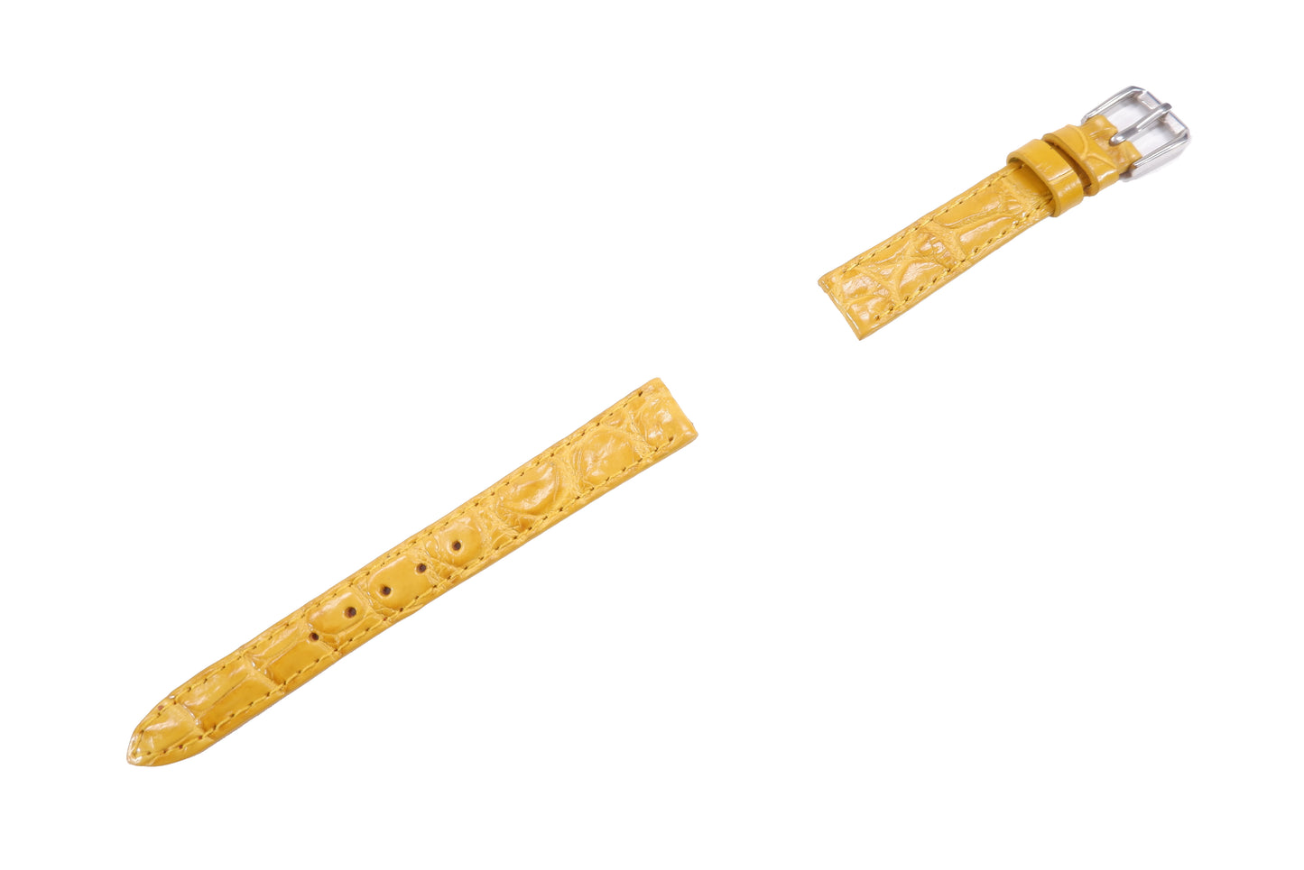 Genuine Crocodile Skin Leather Watch Strap Yellow Band with Buckle
