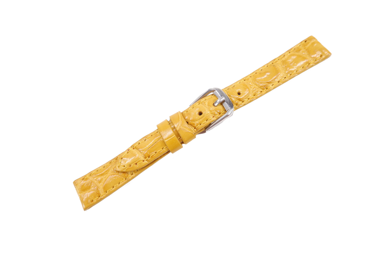 Genuine Crocodile Skin Leather Watch Strap Yellow Band with Buckle