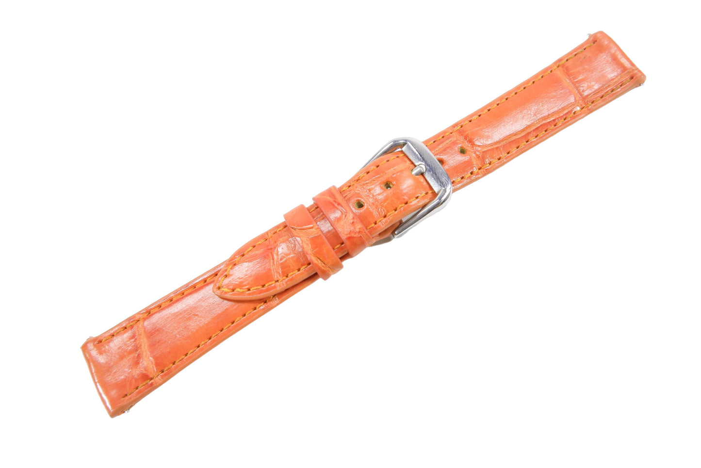 Genuine Crocodile Belly Skin Leather Quick Release Watch Strap Orange Band with Buckle