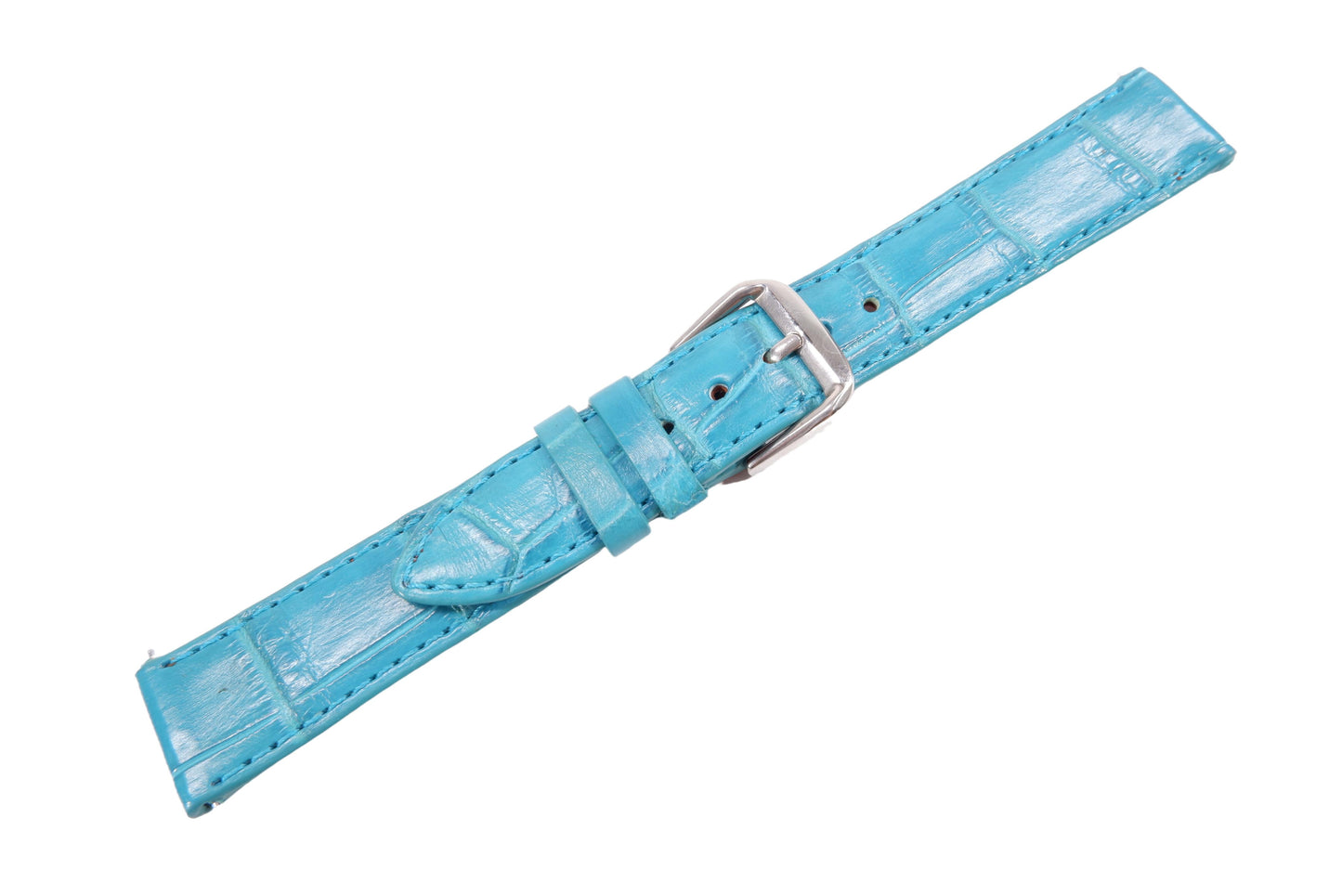 Genuine Crocodile Belly Skin Leather Quick Release Watch Strap Blue Band with Buckle
