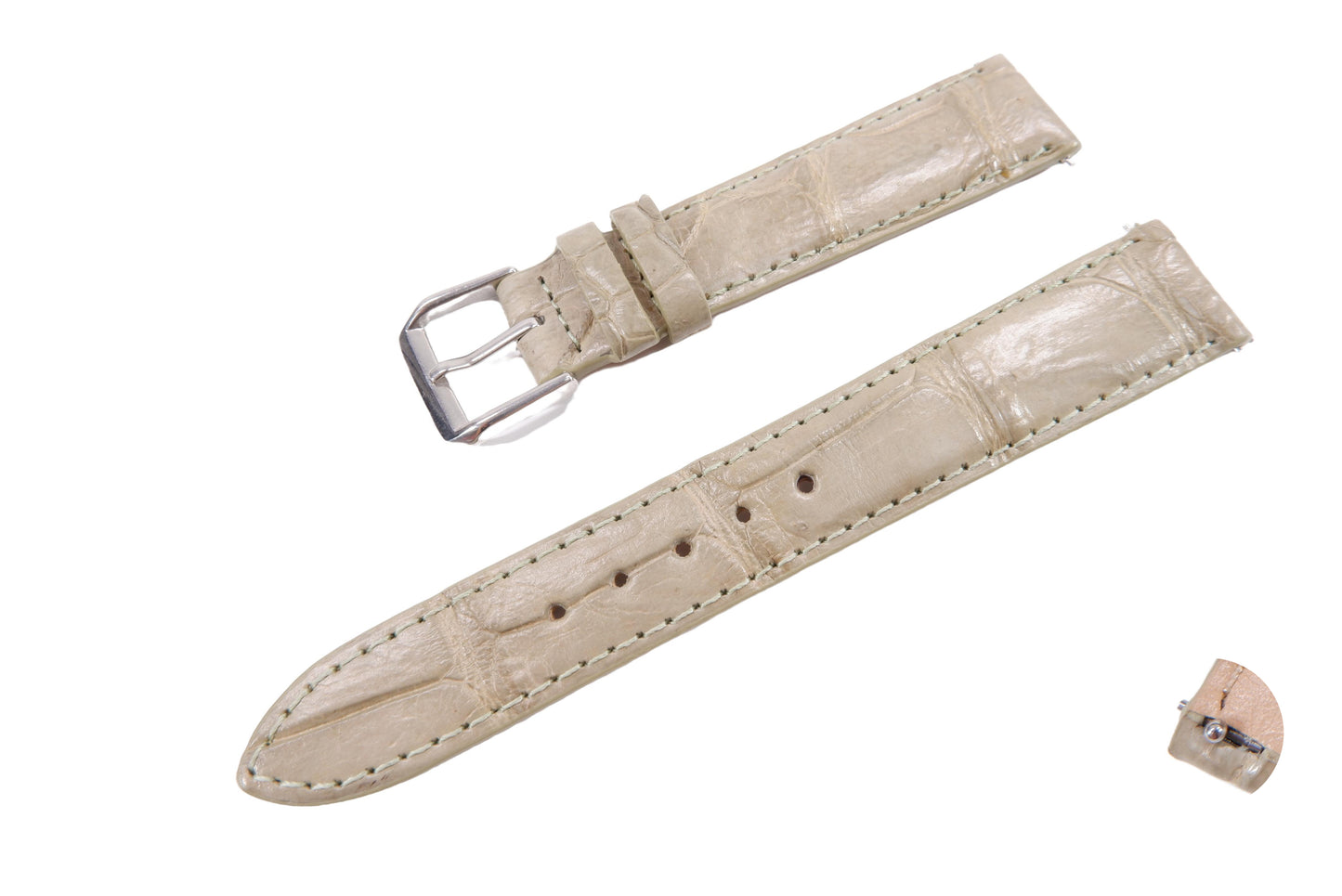 Genuine Crocodile Belly Skin Leather Quick Release Watch Strap Grey Band with Buckle