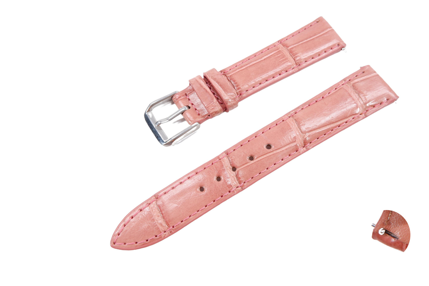 Genuine Crocodile Belly Skin Leather Quick Release Watch Strap Pink Band with Buckle