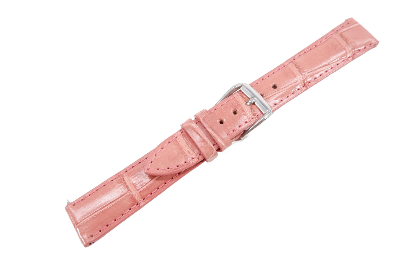 Genuine Crocodile Belly Skin Leather Quick Release Watch Strap Pink Band with Buckle