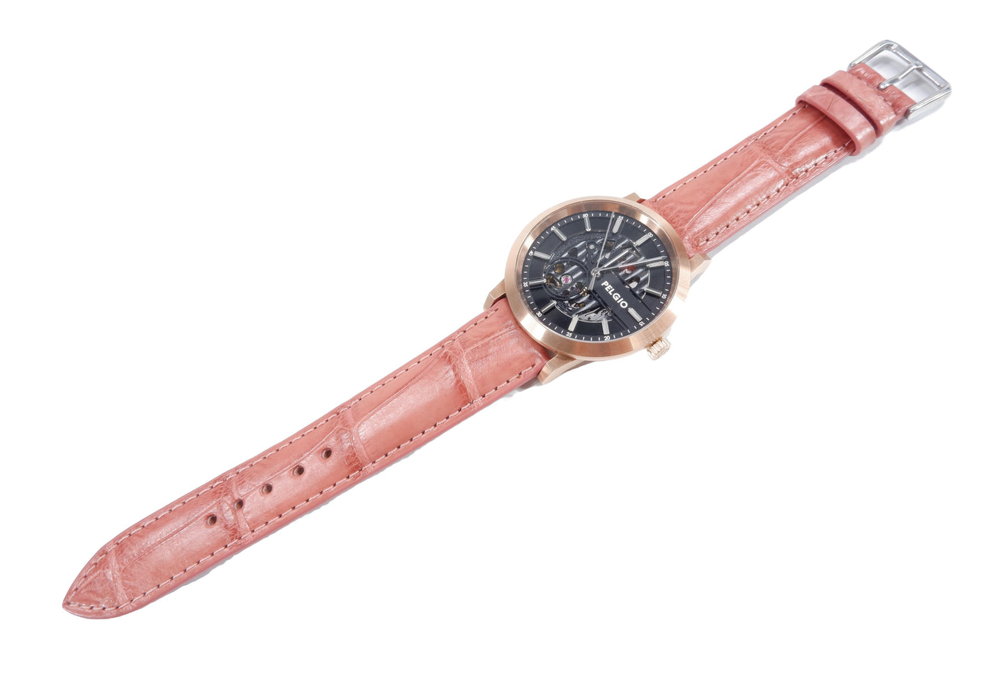 Genuine Crocodile Belly Skin Leather Quick Release Watch Strap Pink Band with Buckle