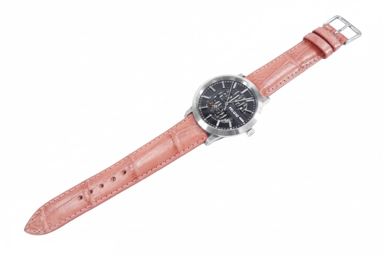 Genuine Crocodile Belly Skin Leather Quick Release Watch Strap Pink Band with Buckle