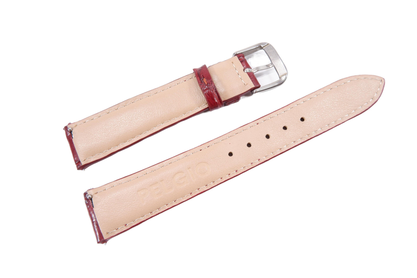 Genuine Crocodile Belly Skin Leather Quick Release Watch Strap Red Band with Buckle