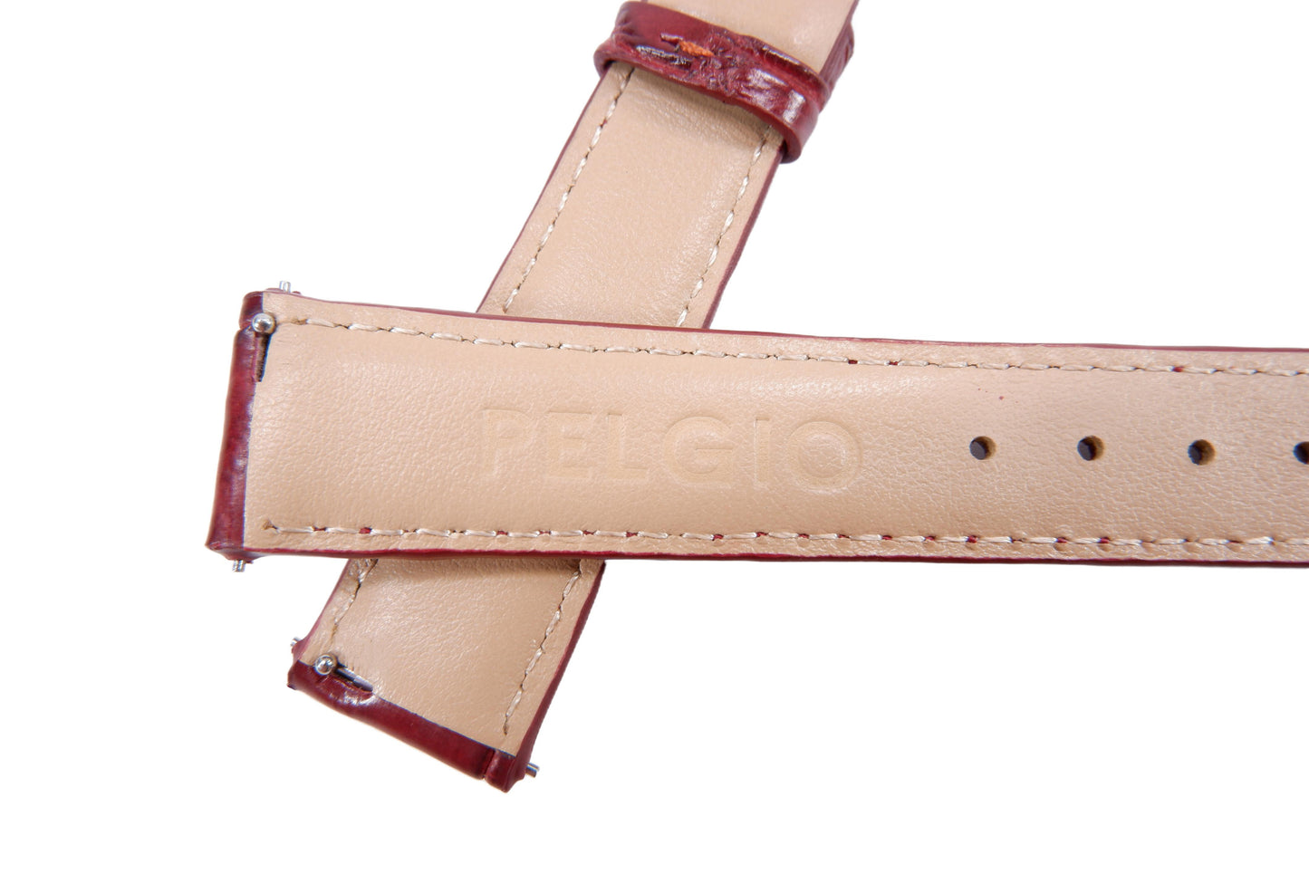 Genuine Crocodile Belly Skin Leather Quick Release Watch Strap Red Band with Buckle