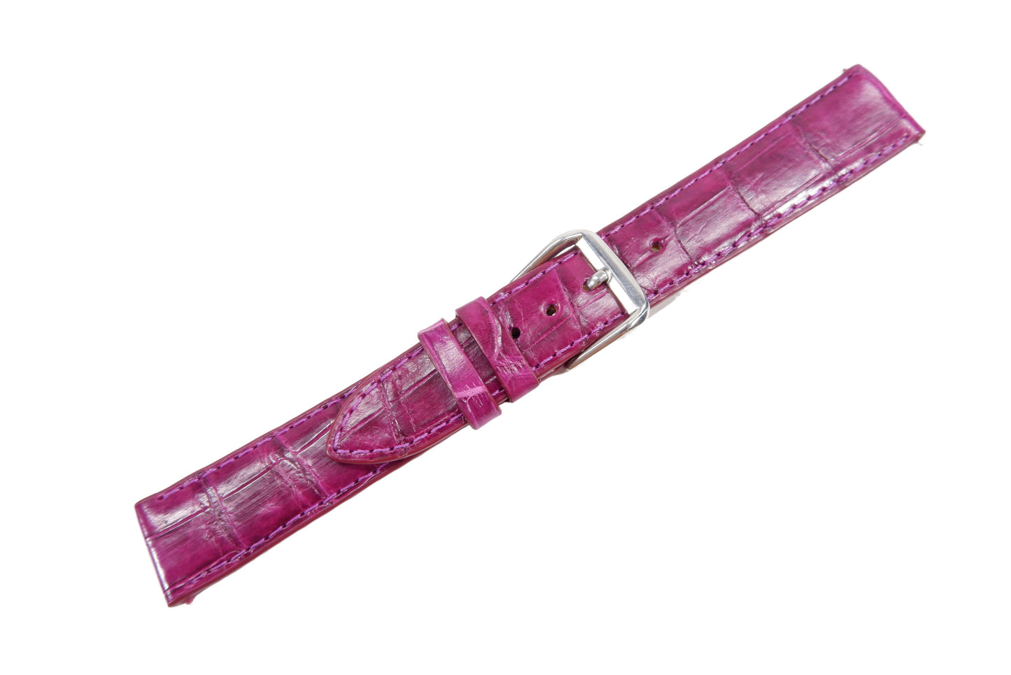 Genuine Crocodile Belly Skin Leather Quick Release Watch Strap Purple Band with Buckle