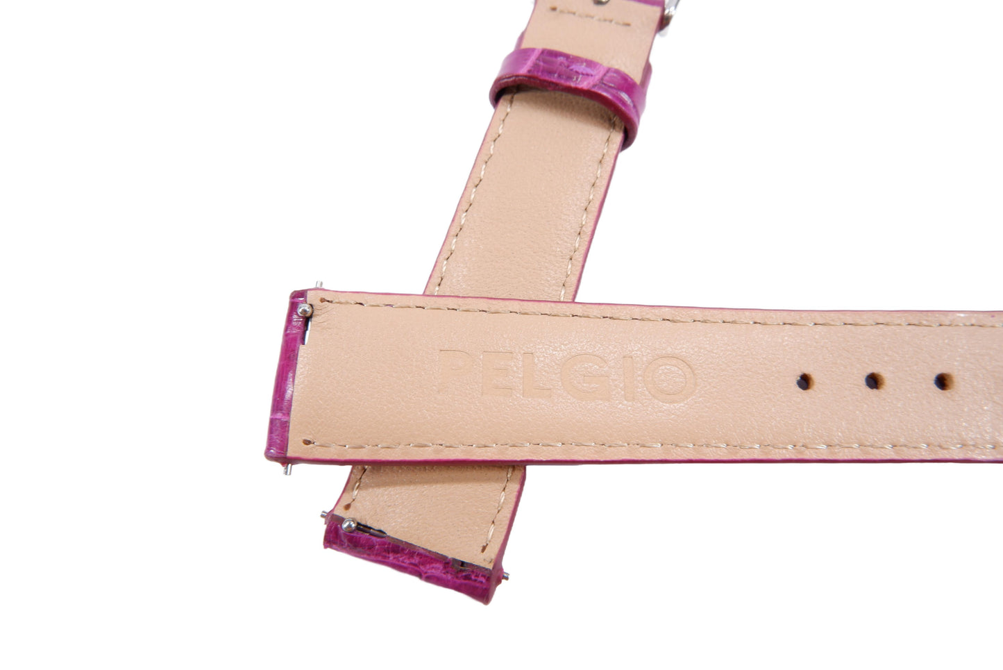 Genuine Crocodile Belly Skin Leather Quick Release Watch Strap Purple Band with Buckle
