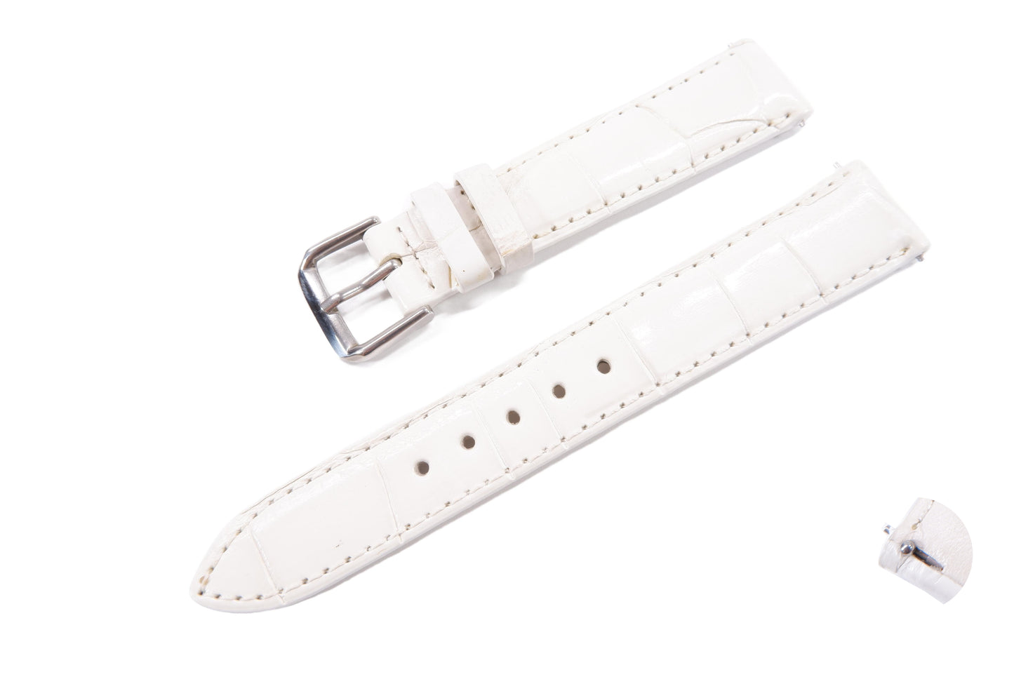 Genuine Crocodile Belly Skin Leather Quick Release Watch Strap Natural White Band with Buckle