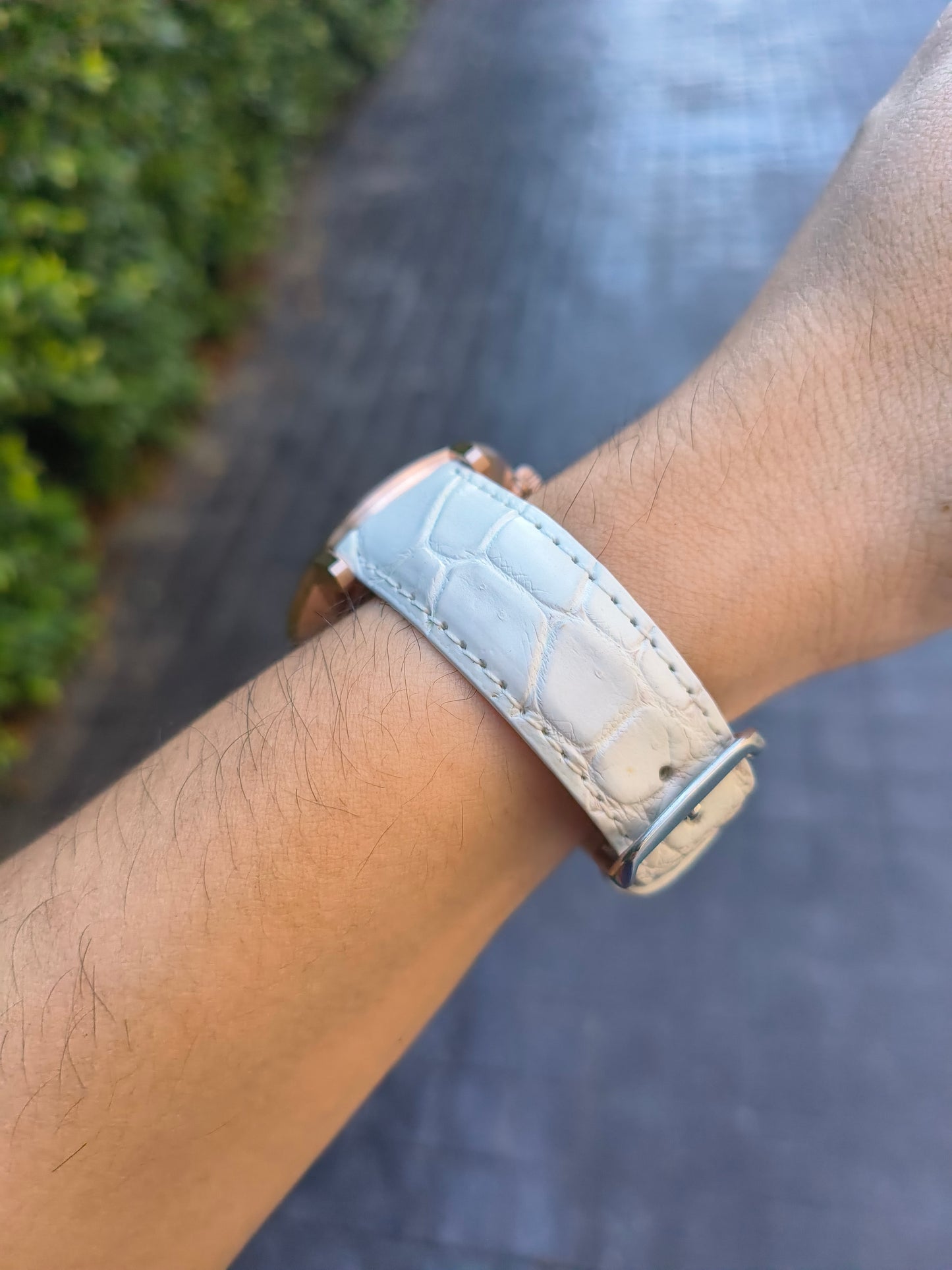 Genuine Crocodile Belly Skin Leather Quick Release Watch Strap Natural White Band with Buckle