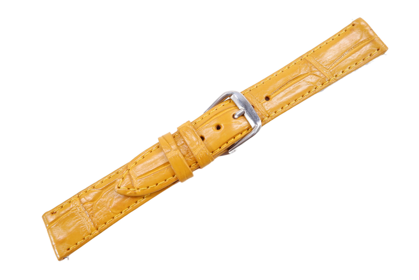 Genuine Crocodile Belly Skin Leather Quick Release Watch Strap Yellow Band with Buckle