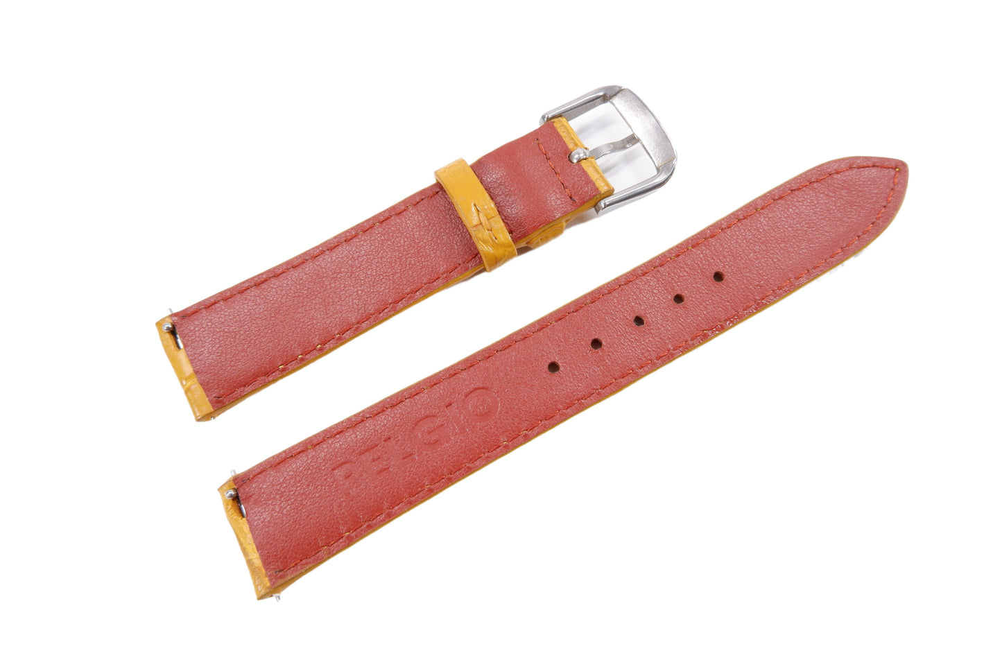 Genuine Crocodile Belly Skin Leather Quick Release Watch Strap Yellow Band with Buckle