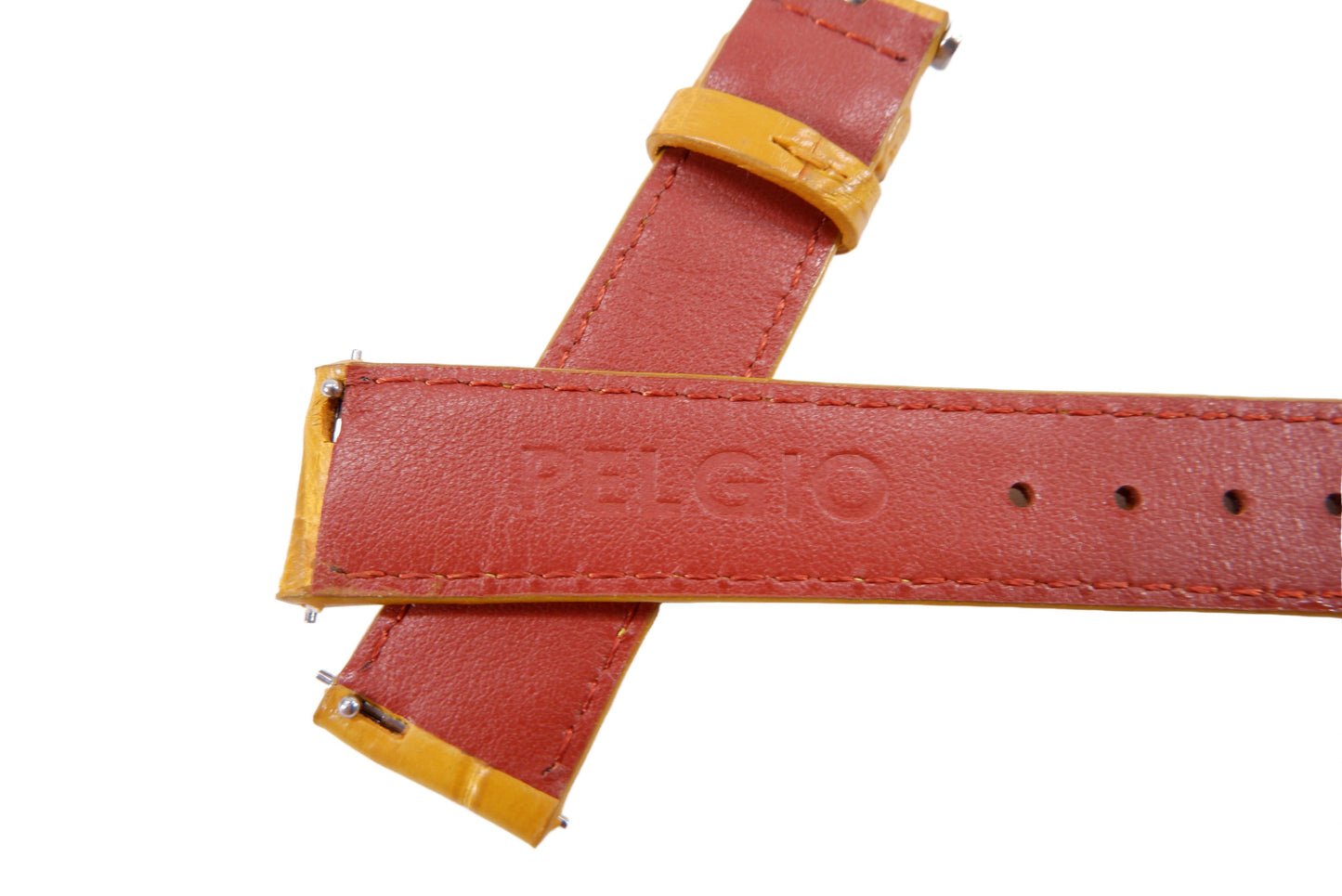 Genuine Crocodile Belly Skin Leather Quick Release Watch Strap Yellow Band with Buckle