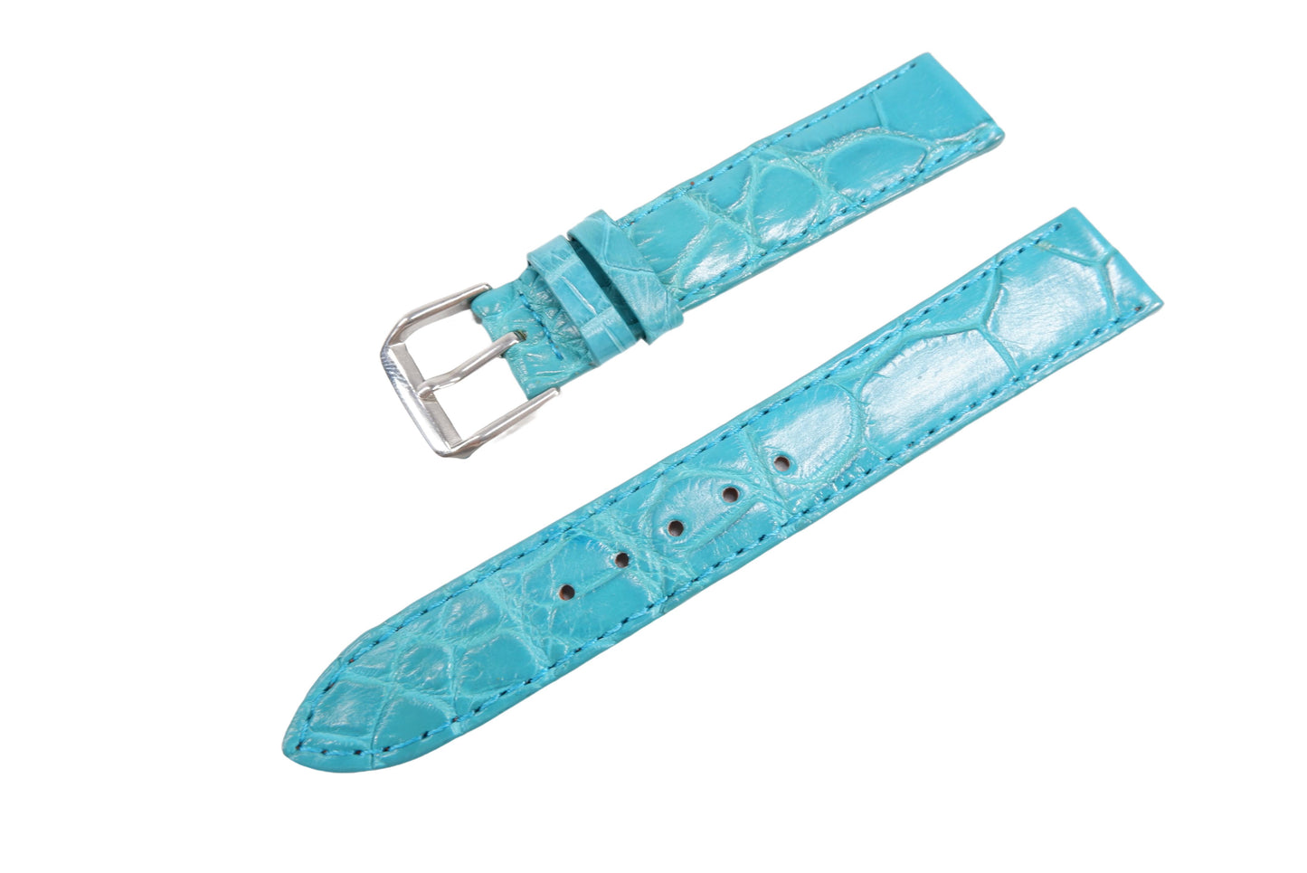 Genuine Crocodile Skin Leather Watch Strap Blue Band with Buckle