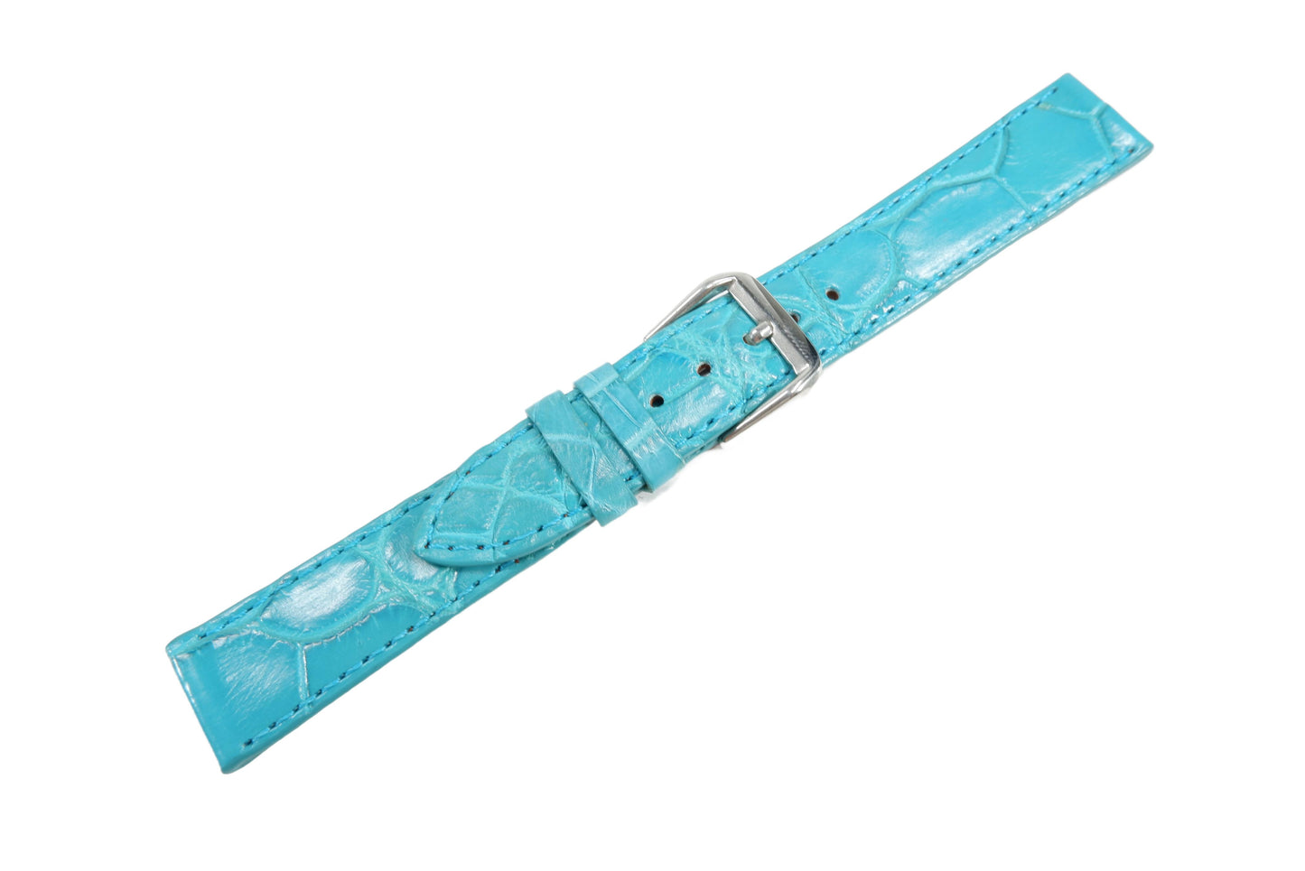 Genuine Crocodile Skin Leather Watch Strap Blue Band with Buckle