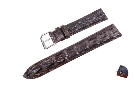 Genuine Crocodile Tail Skin Leather Quick Release Watch Strap Brown Band with Buckle