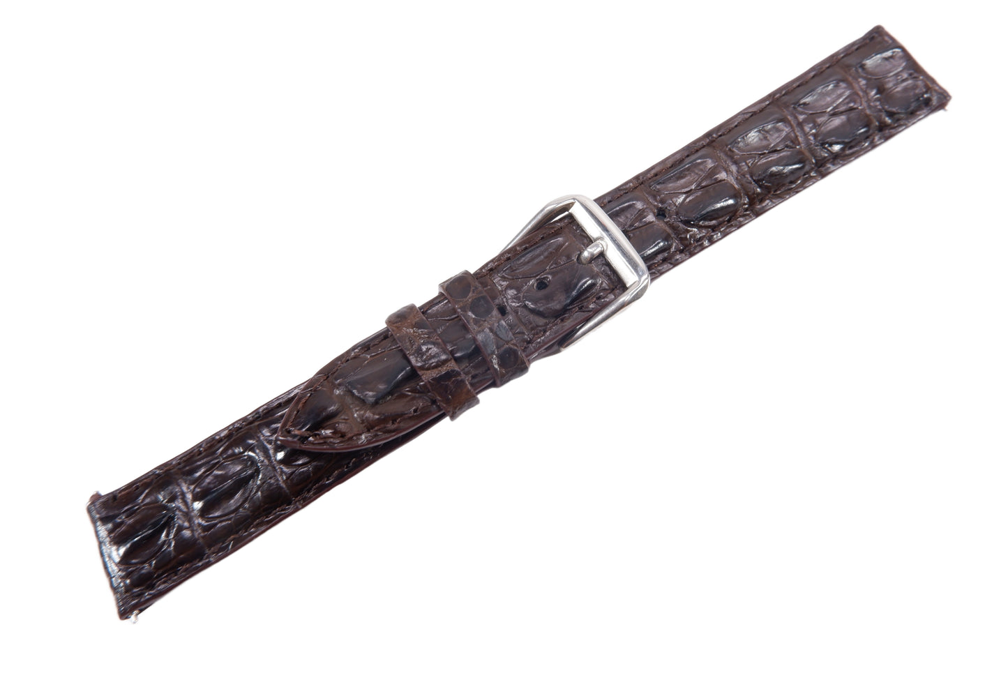 Genuine Crocodile Tail Skin Leather Watch Strap Brown Band with Buckle