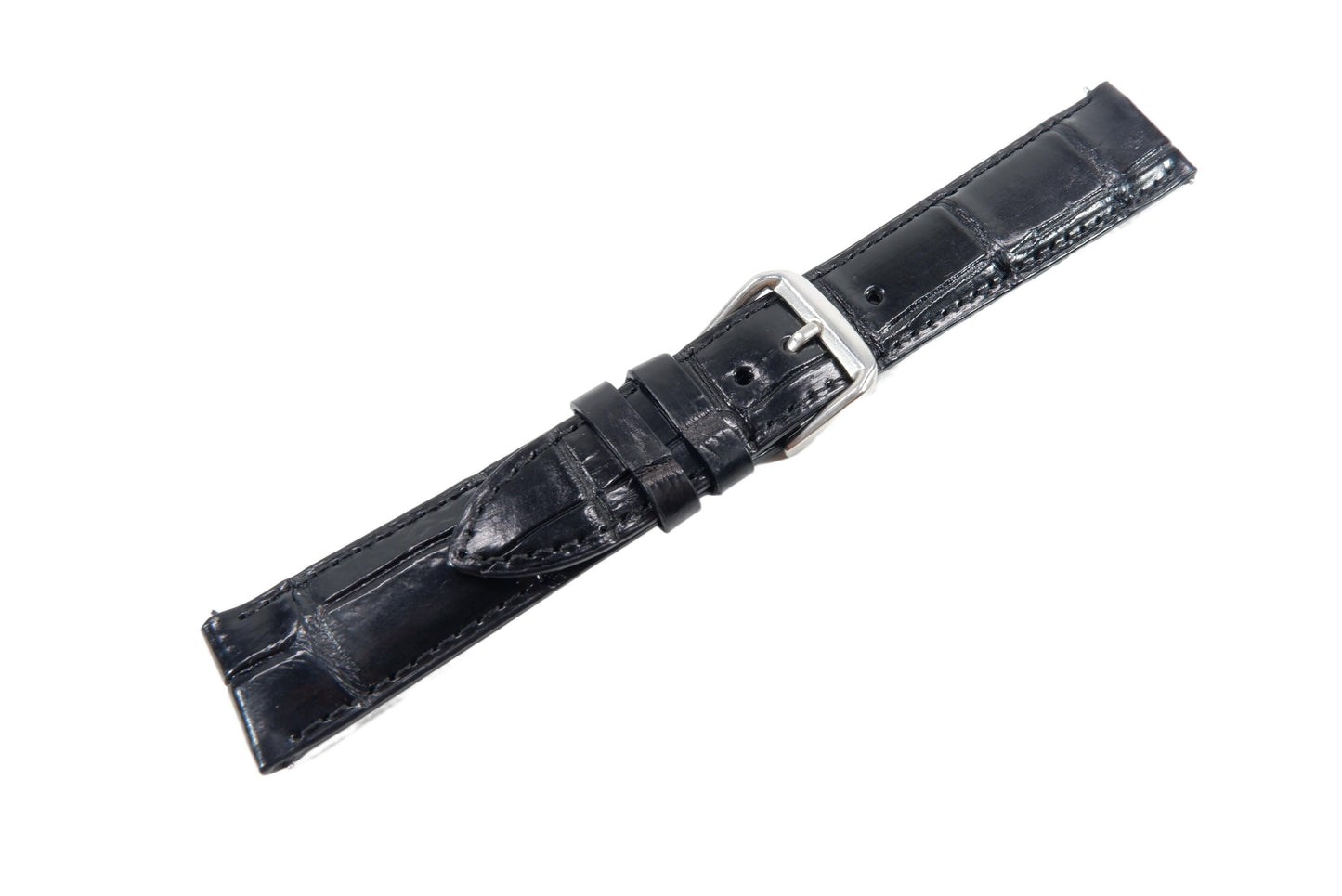 Genuine Crocodile Belly Skin Leather Quick Release Watch Strap Black Band with Buckle