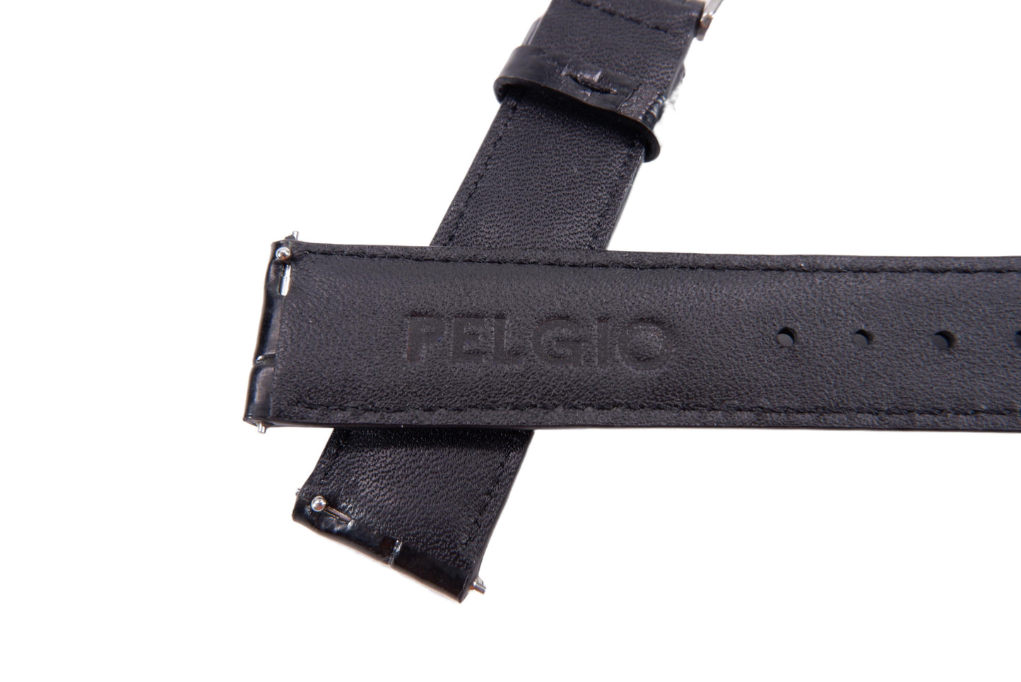 Genuine Crocodile Belly Skin Leather Quick Release Watch Strap Black Band with Buckle