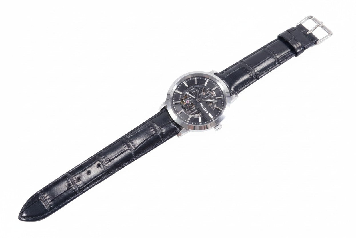 Genuine Crocodile Belly Skin Leather Quick Release Watch Strap Black Band with Buckle