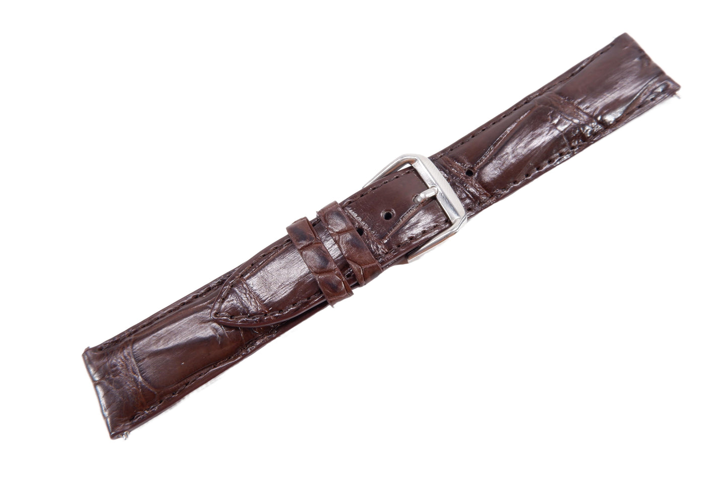 Genuine Crocodile Belly Skin Leather Quick Release Watch Strap Brown Band with Buckle