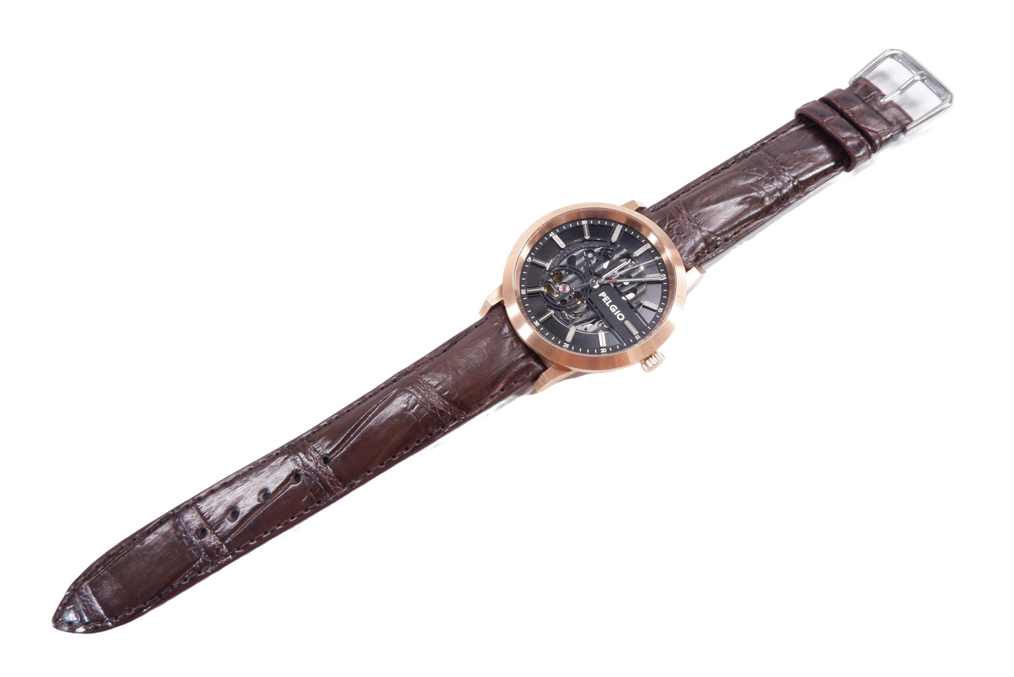 Genuine Crocodile Belly Skin Leather Quick Release Watch Strap Brown Band with Buckle