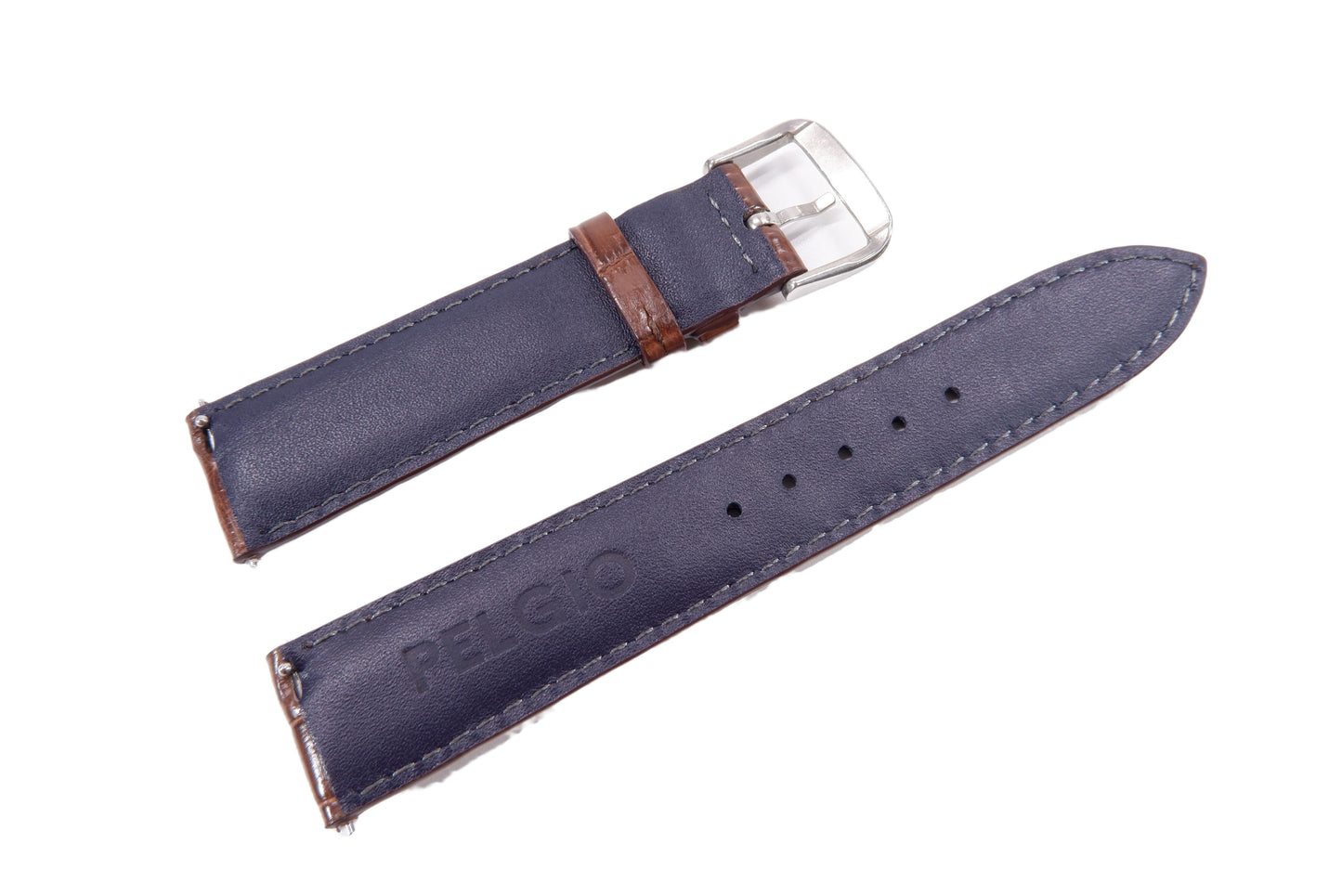 Genuine Crocodile Belly Skin Leather Quick Release Watch Strap Brown Band with Buckle
