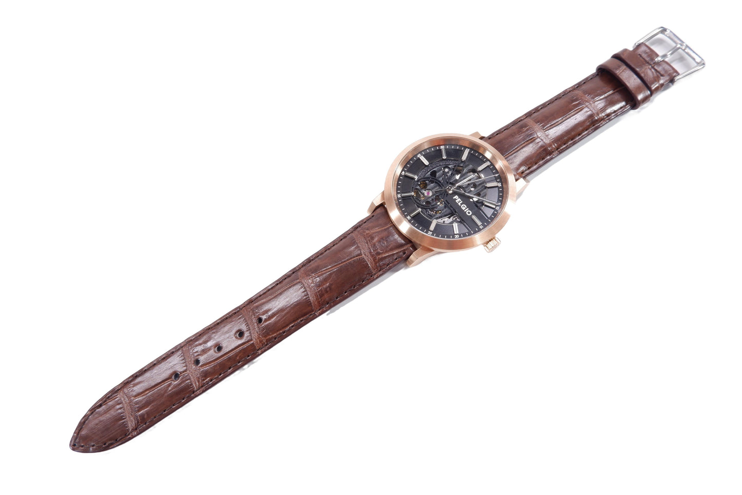 Genuine Crocodile Belly Skin Leather Quick Release Watch Strap Brown Band with Buckle
