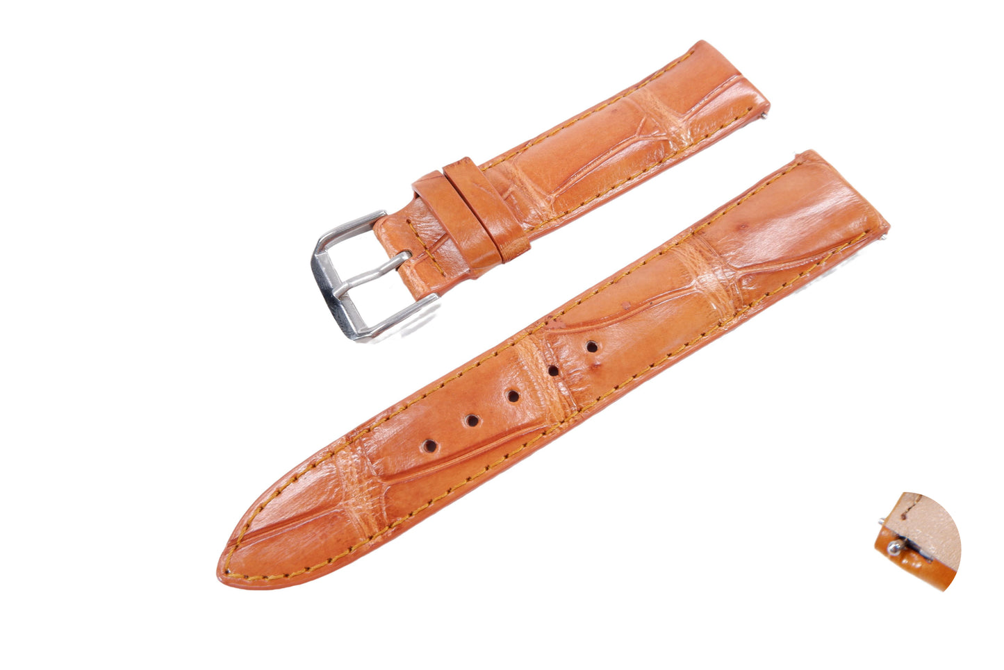 Genuine Crocodile Belly Skin Leather Quick Release Watch Strap Brown Band with Buckle
