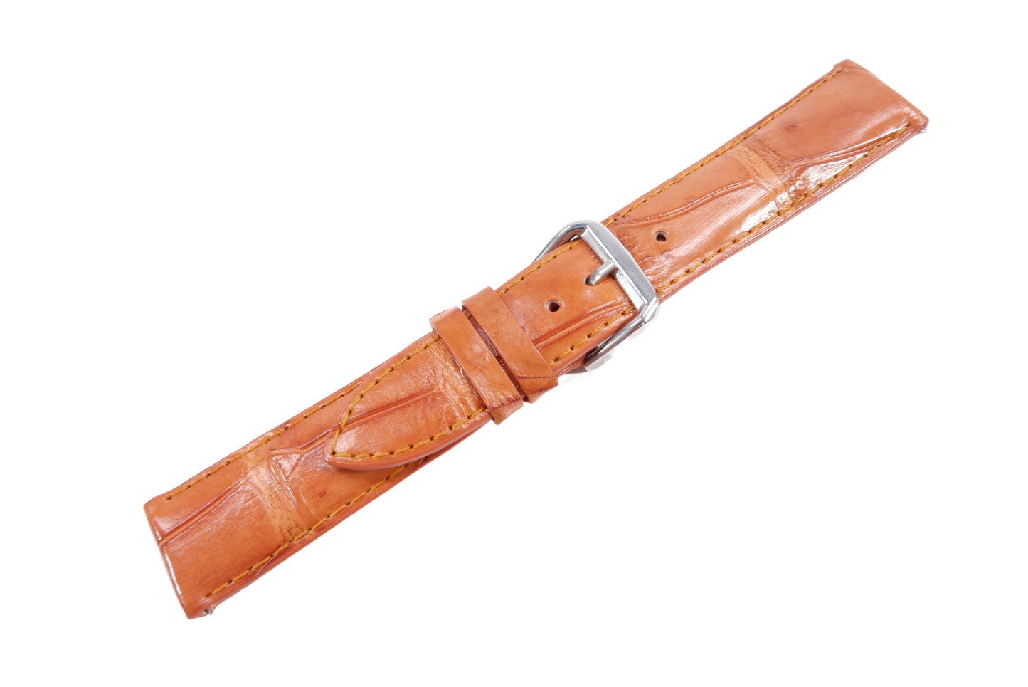 Genuine Crocodile Belly Skin Leather Quick Release Watch Strap Brown Band with Buckle